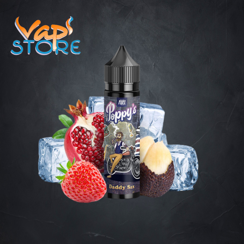 E-liquide Daddy Sax 50ml POPPY'S Grenade, Fraise, Fruit du serpent