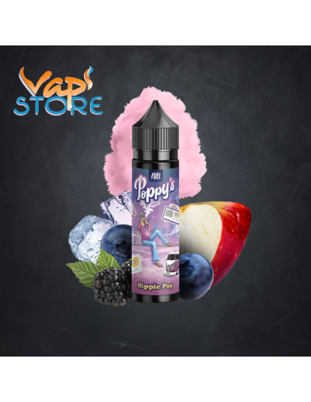 E-liquide Hippie Pop 50ml POPPY'S Pomme, Cassis, Mûre, Barbe à papa