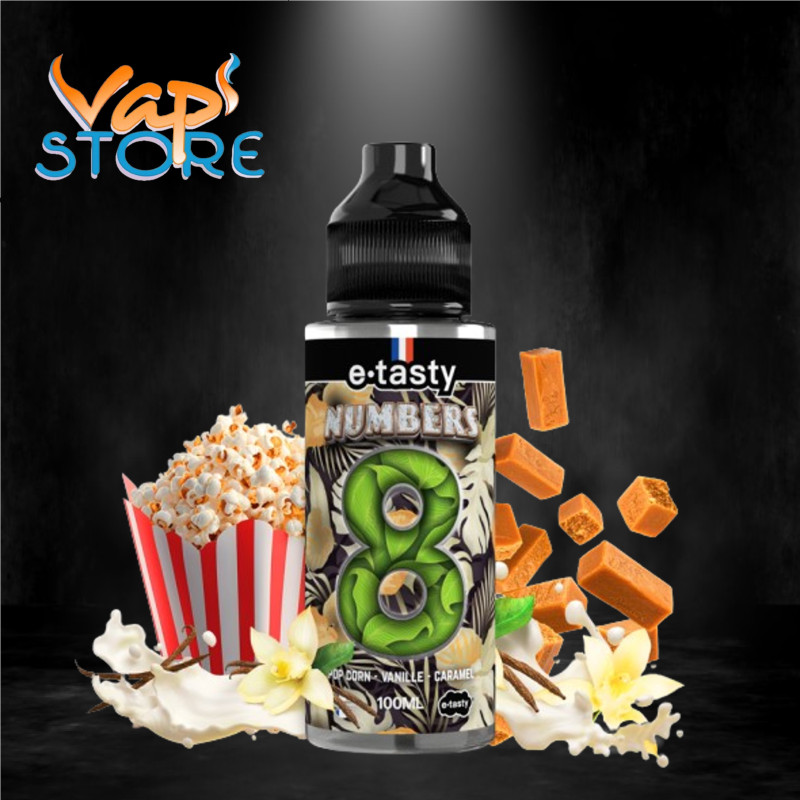 E-liquide Numbers 8 100ml pop corn, vanille, caramel