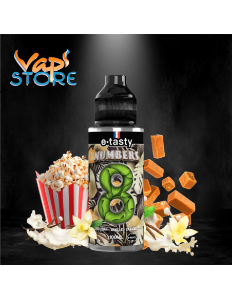 E-liquide Numbers 8 100ml pop corn, vanille, caramel