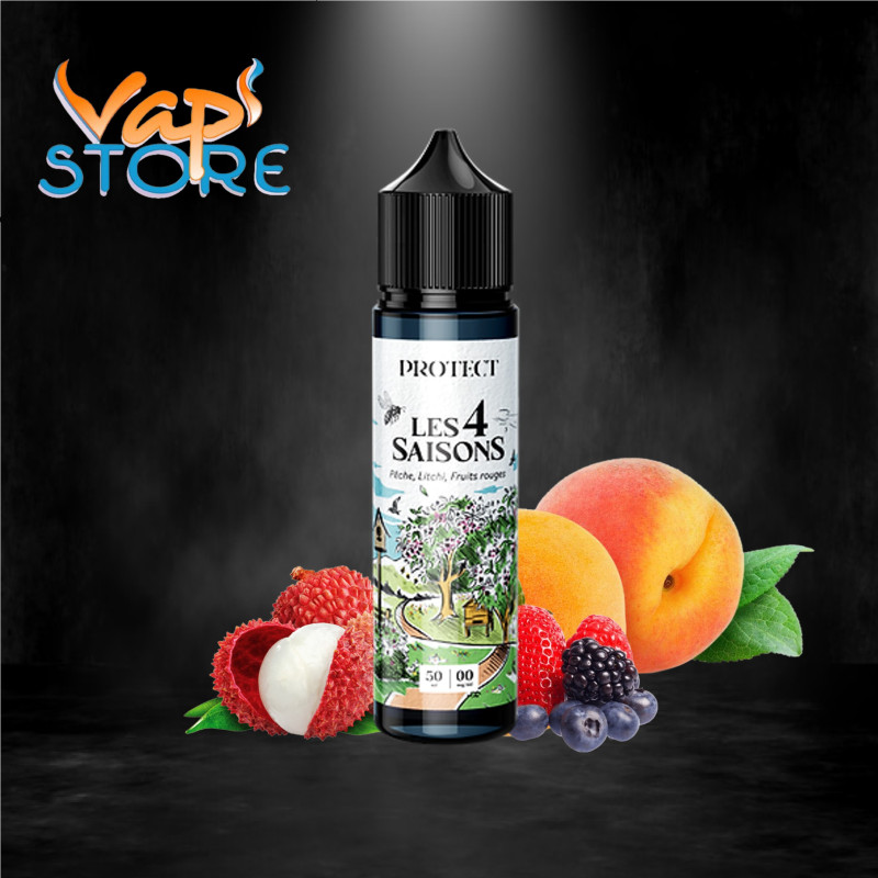 E-liquide Pêche, Litchi, Fruits Rouges 50ml Les 4 Saisons Protect
