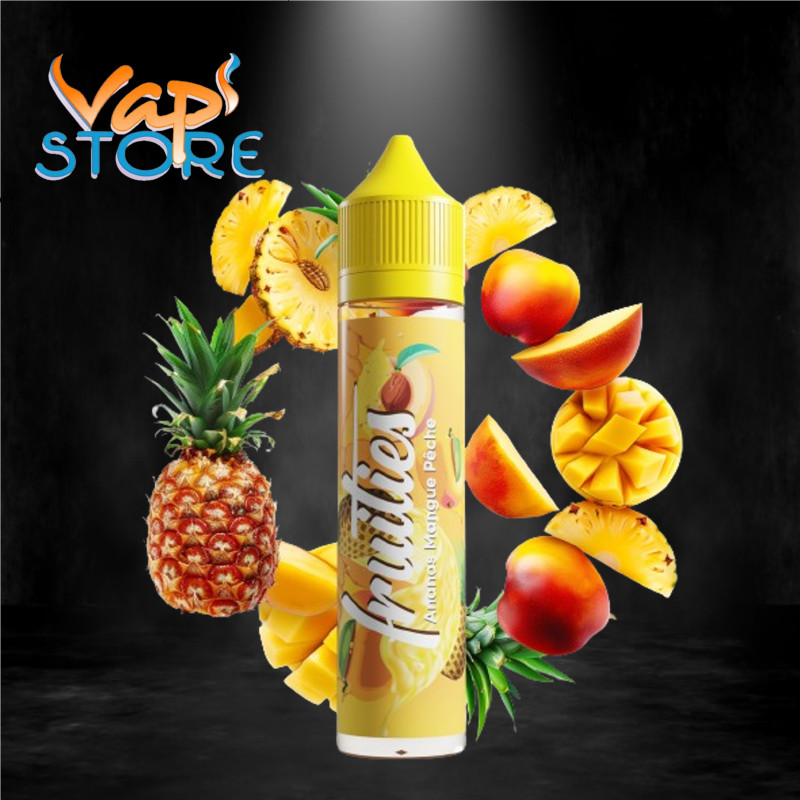 E-liquide Ananas Mangue Pêche 50ml FRUITIES par Bobble Liquide
